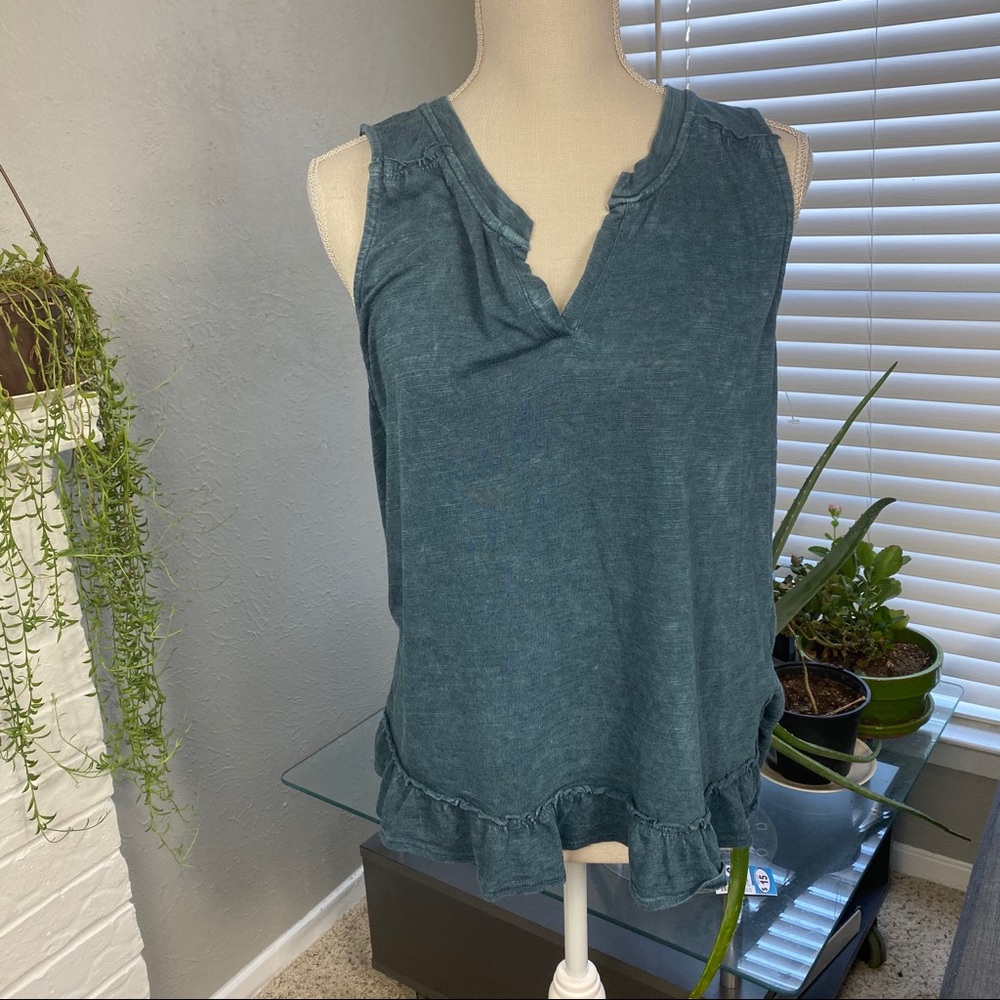 Maeve/Anthropologie turquoise ruffle tank top